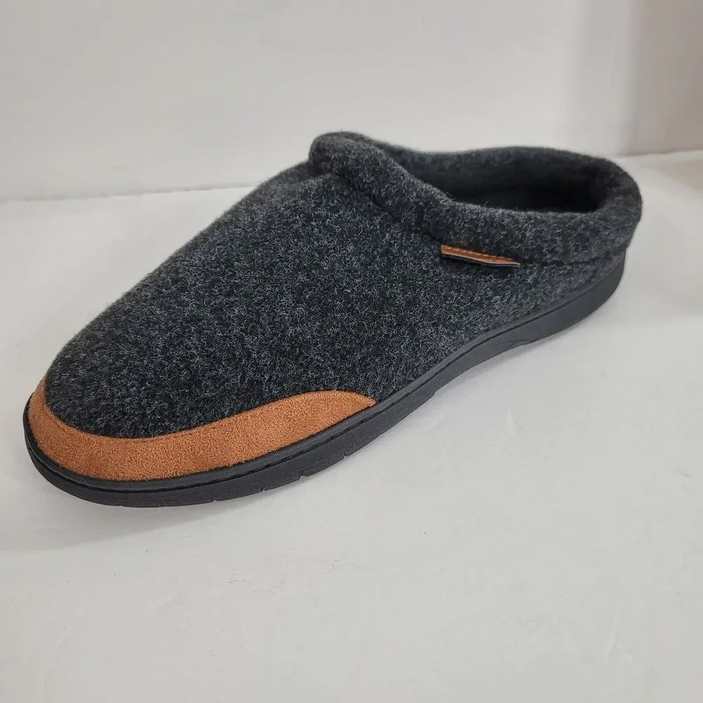 Haggar Slippers Mens XL 11-12 Charcoal Grey‎ Faux Bumpers Slip on Slide $52 NEW